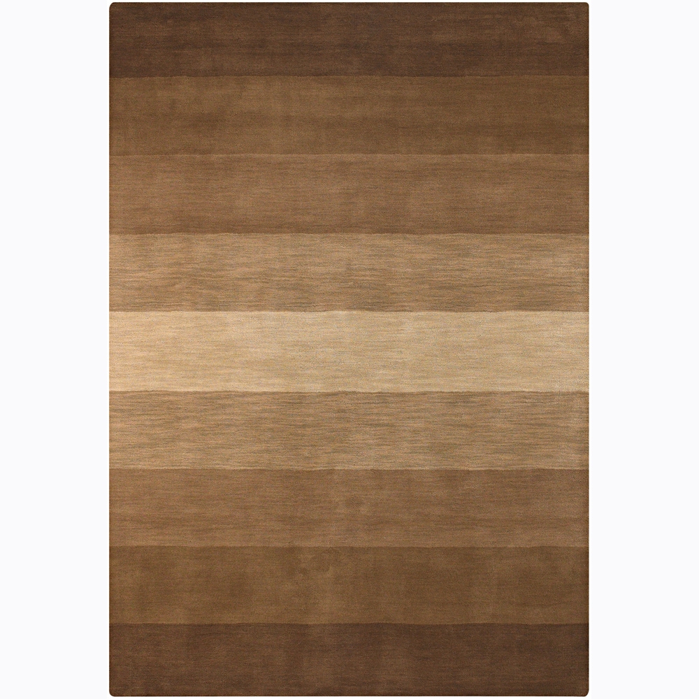 Hand tufted Mandara Brown Stripes Wool Area Rug (5 X 76)