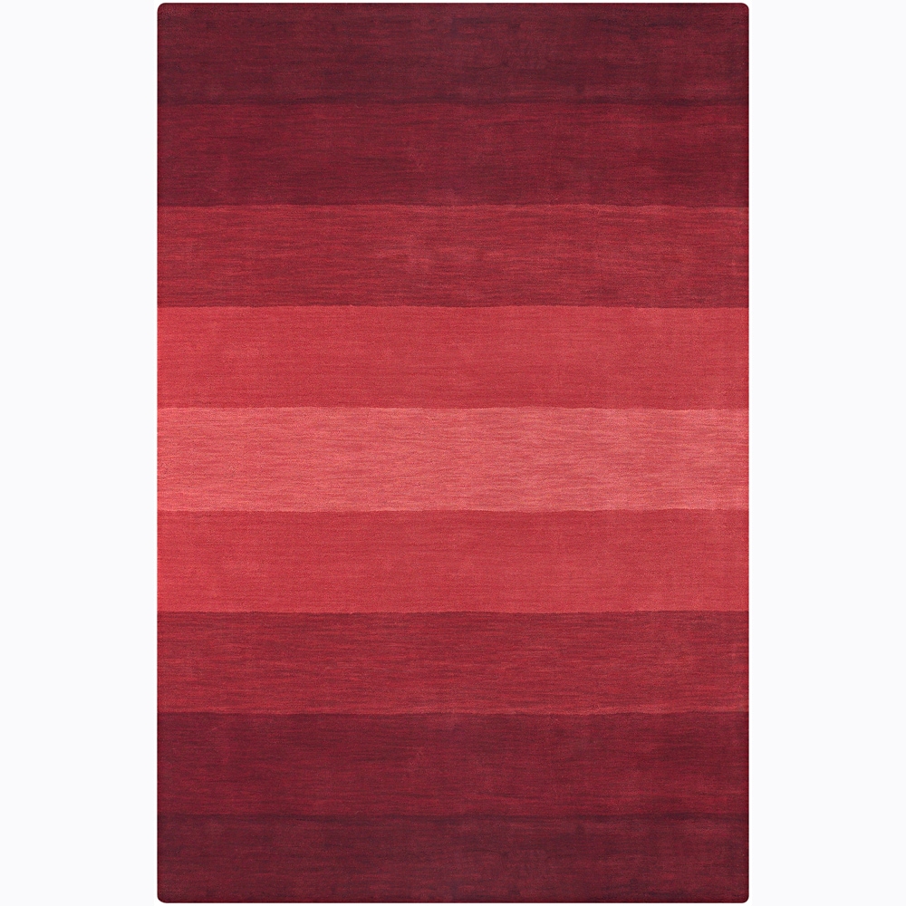 Hand tufted Mandara Red Stripes Wool Rug (79 X 106)