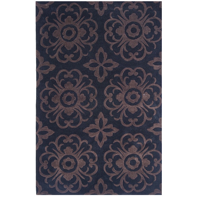 Dynasty Hand tufted Black/brown Geometric Rug (36 X 56) (Polyacrylic Pile height 1.5 inchesStyle TraditionalPrimary color BlackSecondary color BrownPattern Geometric Tip We recommend the use of a non skid pad to keep the rug in place on smooth surfa