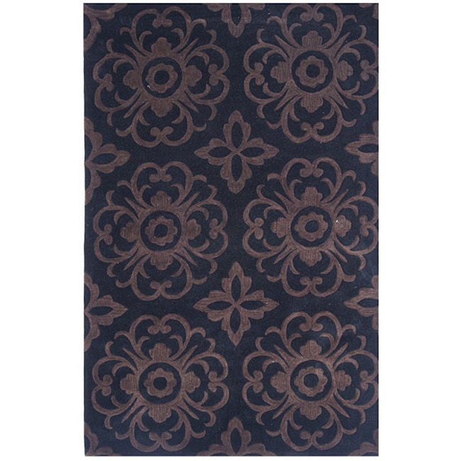 Dynasty Hand tufted Black/ Blue Rug (79 X 109) (Polyacrylic Pile height 1.5 inchesStyle TraditionalPrimary color BlackSecondary color BluePattern Geometric Tip We recommend the use of a non skid pad to keep the rug in place on smooth surfaces.All ru