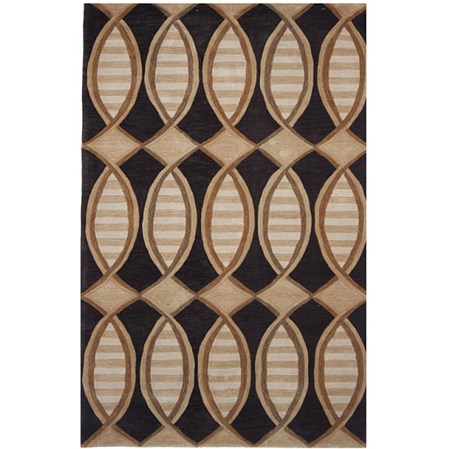 Dynasty Hand tufted Black/ Brown Rug (36 X 56) (Polyacrylic Pile height 1.5 inchesStyle TraditionalPrimary color BlackSecondary color Brown, tanPattern Geometric Tip We recommend the use of a non skid pad to keep the rug in place on smooth surfaces.