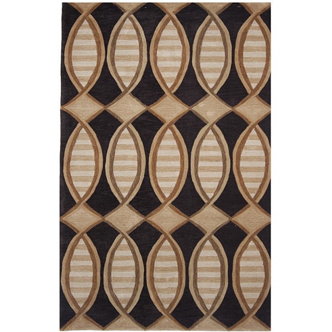 Dynasty Hand tufted Black/brown Area Rug (79x109) (Polyacrylic Pile height 1.5 inchesStyle TraditionalPrimary color BlackSecondary color Brown, tanPattern Geometric Tip We recommend the use of a non skid pad to keep the rug in place on smooth surfac