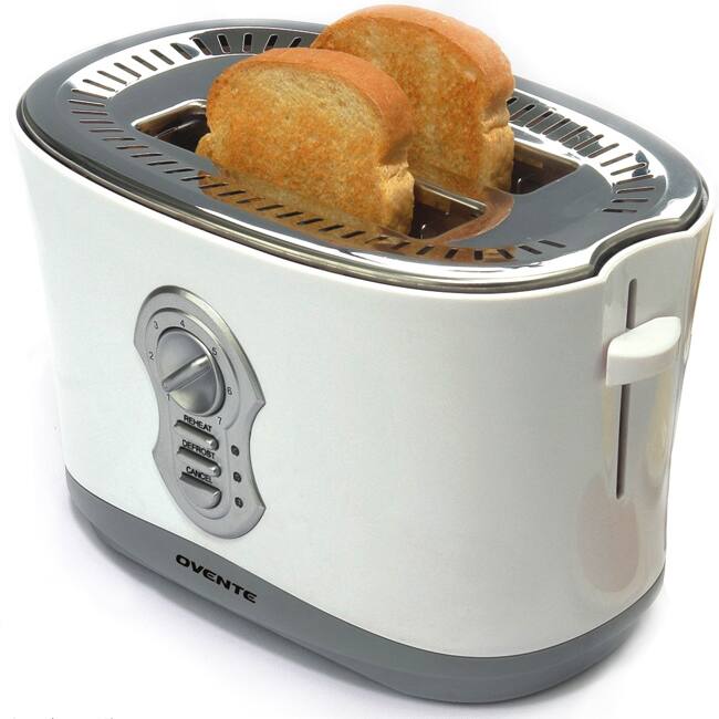 Ovente 2250W White 2-slice Toaster