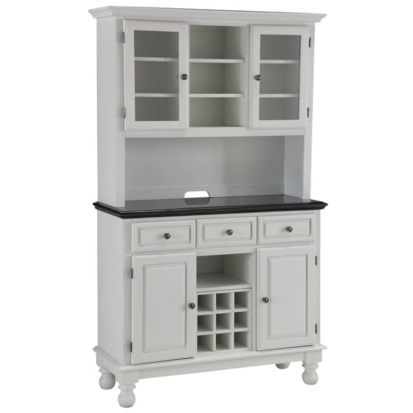 Premium White Buffet with Granite Top and Hutch Overstock 6548457