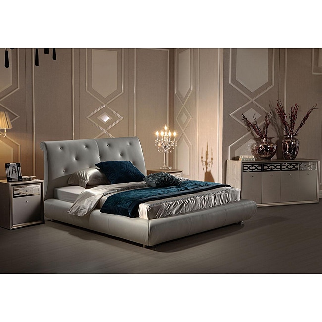 Glamour Queen-size White Leather Bed - Free Shipping Today - Overstock ...