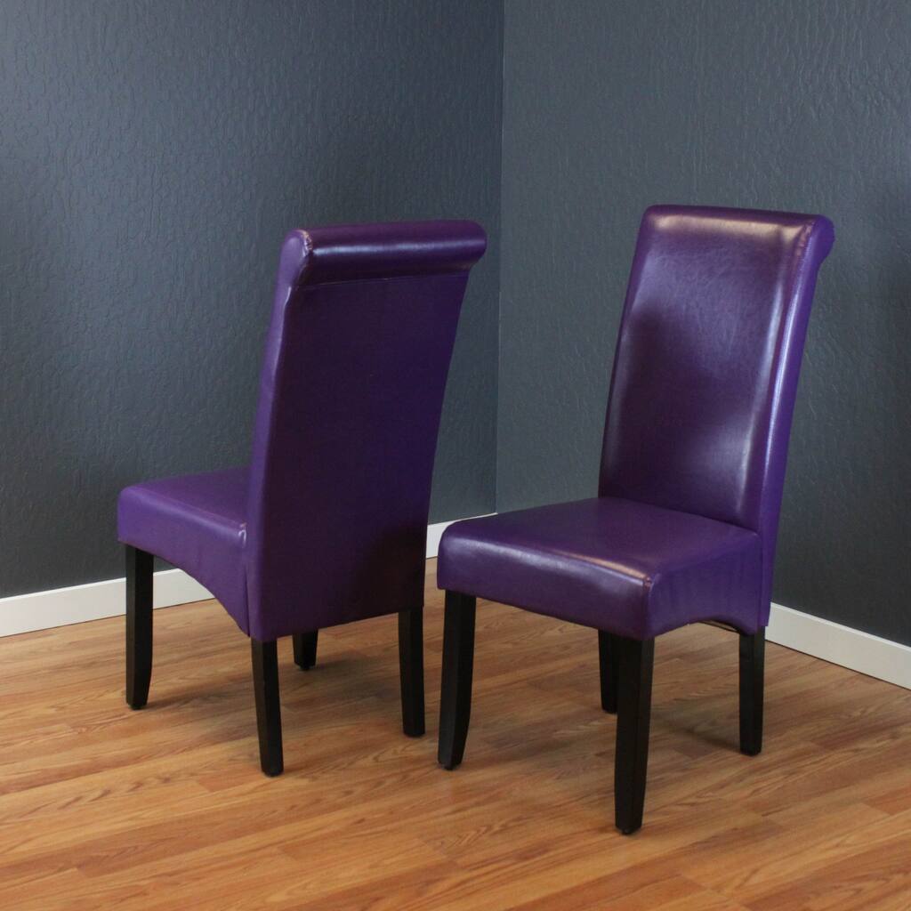Milan Faux Leather Boysenberry Dining Chairs (Set of 2)