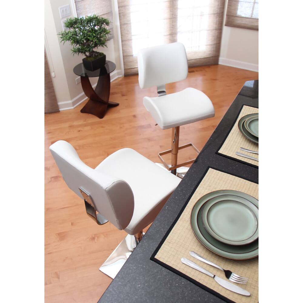 Locust Hydraulic White Barstool