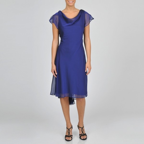 Shop S.l. Fashions Women's Indigo Draped Flutter S.l.eeve Dress - Free 