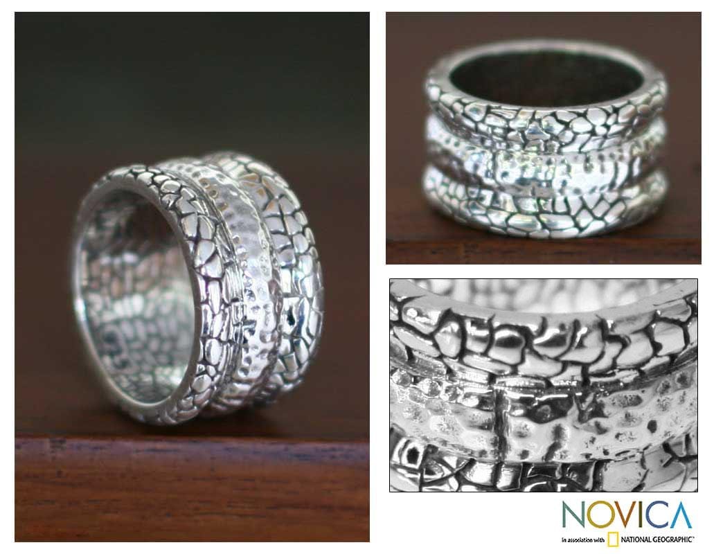 Sterling Silver Men's 'Cobbled Paths' Ring (Indonesia)