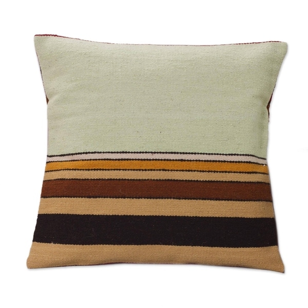 Handmade Wool 'Parallel Contrasts' Cushion Cover (Peru)