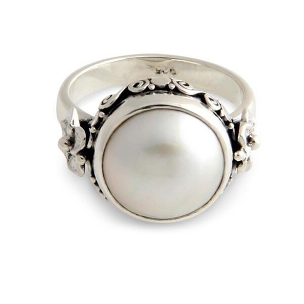 Sterling Silver 'Bridal Moon' Cultured Pearl Ring (12 mm) (Indonesia ...