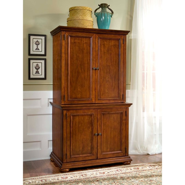 Distressed Warm Oak Desk and Hutch Combo Desks