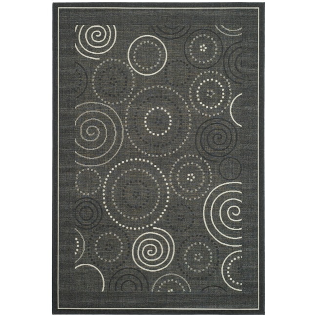 Safavieh Ocean Swirls Black/ Sand Indoor/ Outdoor Rug - 9' x 12'
