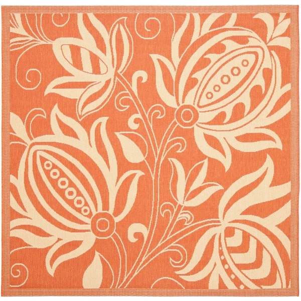Safavieh Andros Terracotta/ Natural Indoor/ Outdoor Rug - 7'10" x 7'10" Square