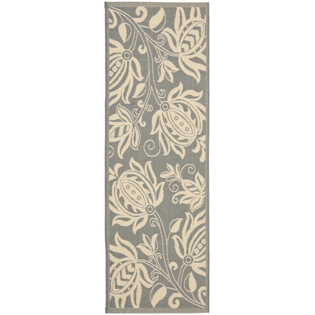 Courtyard Poolside Grey/ Natural Indoor Outdoor Rug (24 X 67)