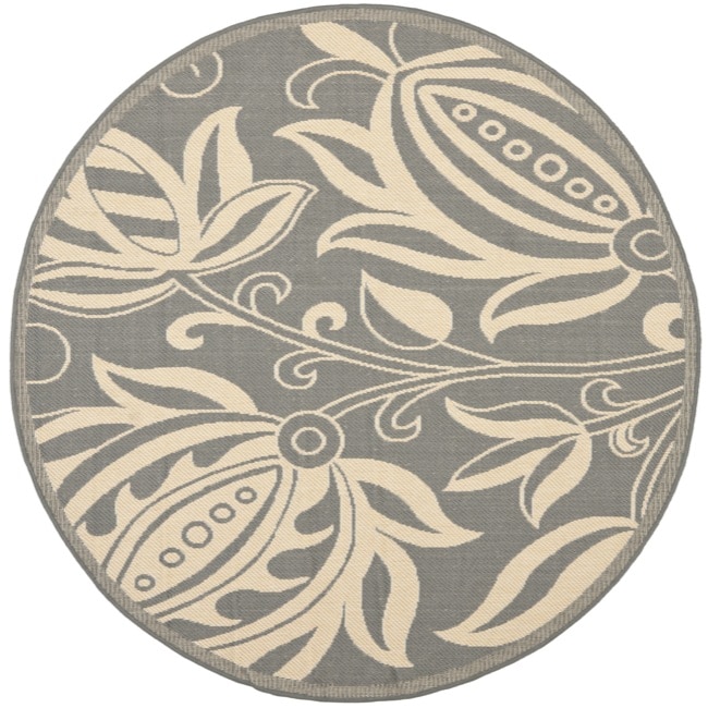 Courtyard Poolside Grey/ Natural Indoor Outdoor Rug (53 Round)