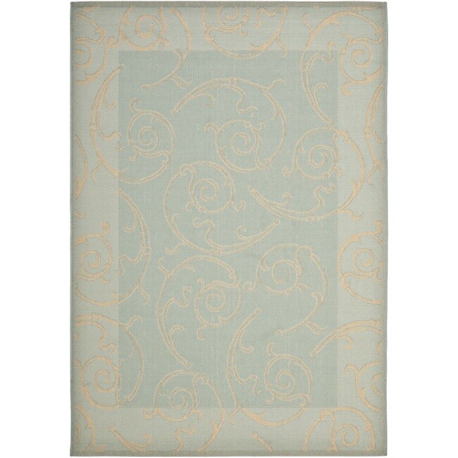 Poolside Abstract Aqua/cream Indoor/outdoor Rug (5 3 X 7)