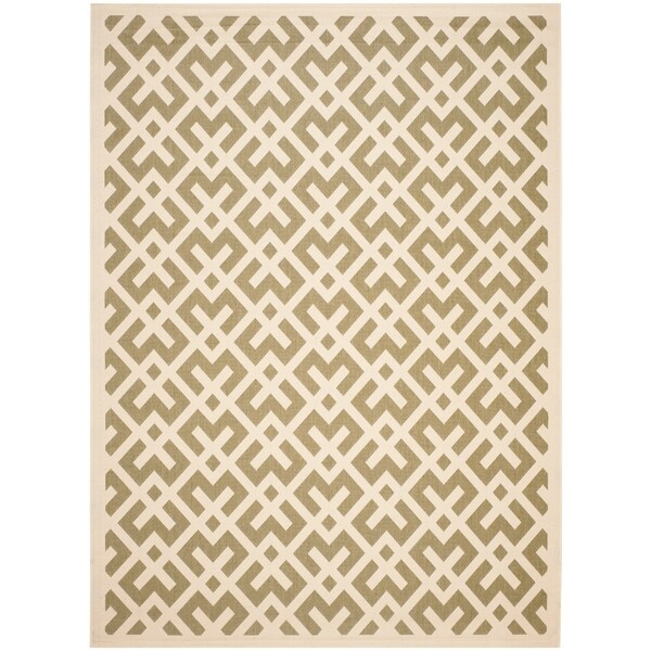 Safavieh Courtyard Contemporary Green/ Bone Indoor/ Outdoor Rug - 8' X 11'