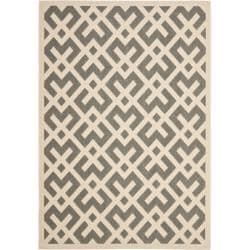 Poolside Grey/ Bone Indoor Outdoor Rug (6'7 x 9'6) Safavieh 5x8   6x9 Rugs