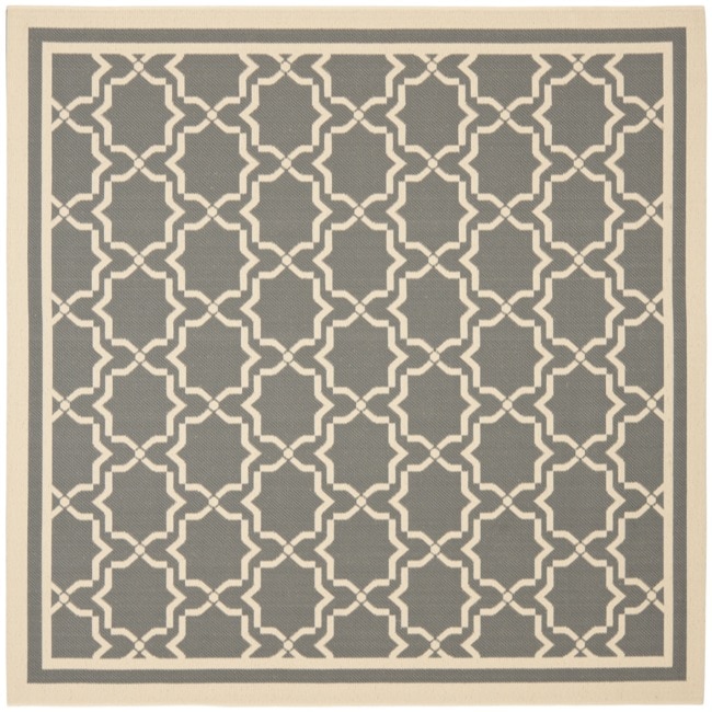 Poolside Dark Grey/ Beige Indoor Outdoor Rug (67 Square)