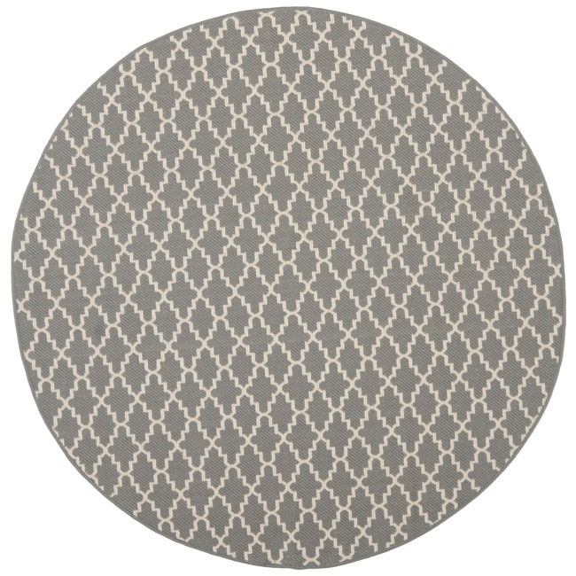 Poolside Anthracite/beige Border Indoor/outdoor Rug (67 Round)