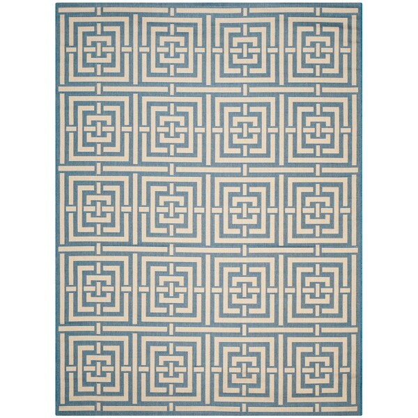 Safavieh Poolside Blue/ Bone Indoor Outdoor Rug - 9' x 12'