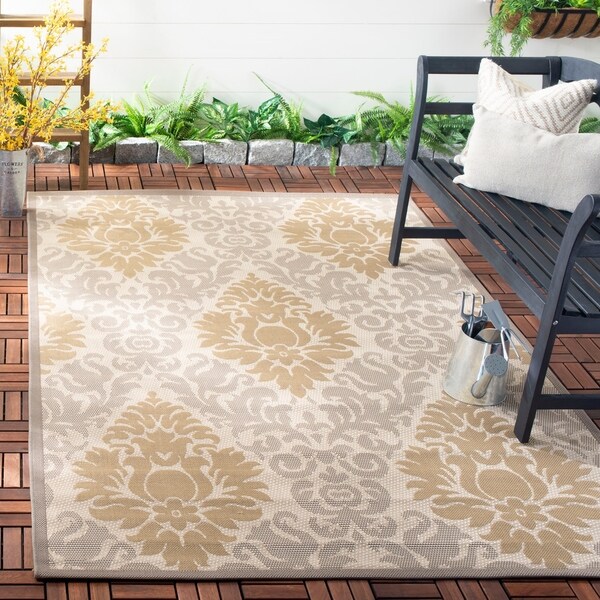 Safavieh Poolside Beige/Dark Beige Patterned Indoor/Outdoor Rug - 8' x 11'2