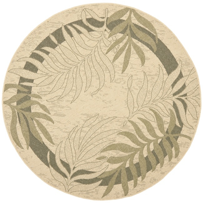 Poolside Cream/ Green Indoor Outdoor Rug (67 Round)