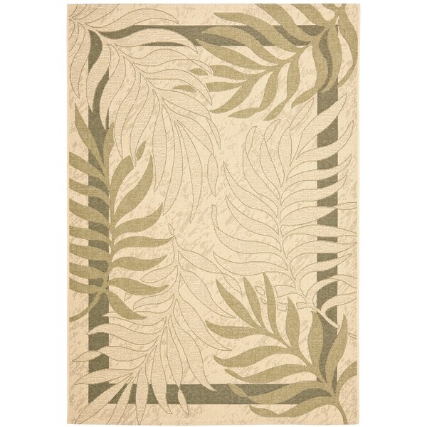 Safavieh Poolside Cream/ Green Indoor Outdoor Rug - 8' X 11'