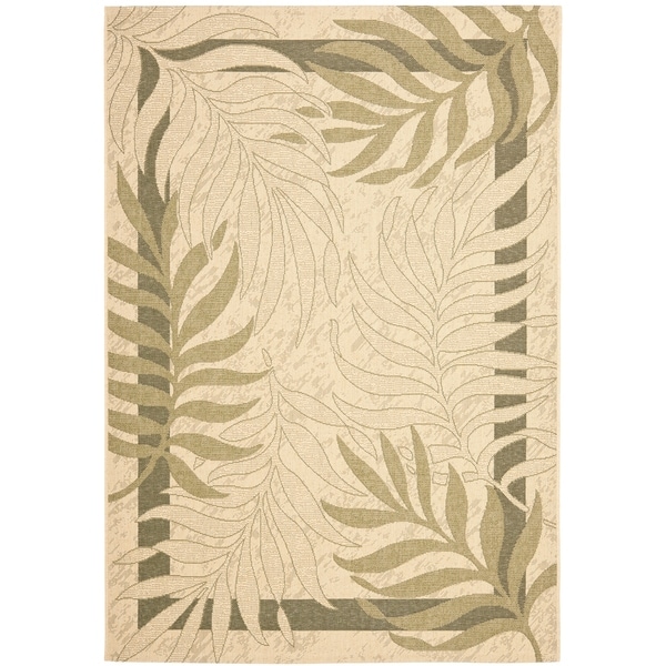 Safavieh Poolside Cream/ Green Indoor Outdoor Rug - 9' x 12'