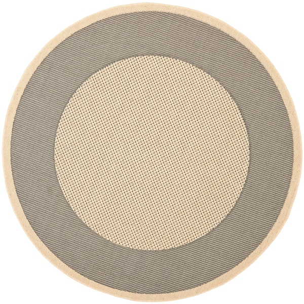 Safavieh Poolside Grey/ Cream Indoor Outdoor Rug - 6'7" x 6'7" round
