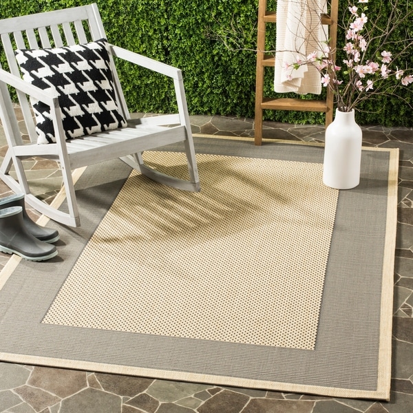 Safavieh Poolside Grey/ Cream Indoor Outdoor Rug - 9' x 12'