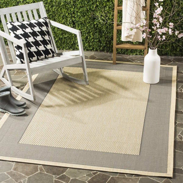 Safavieh Poolside Grey/ Cream Indoor Outdoor Rug - 9' x 12'