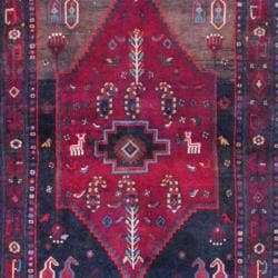 Persian Hand knotted Hamadan Black/ Red Wool Rug (4'11 x 12'4) Runner Rugs