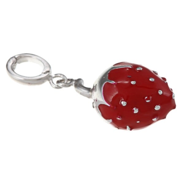 Sterling Silver Enameled Strawberry Charm
