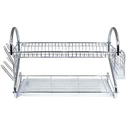 Chrome Wire Dish Drying Rack with Black Tray