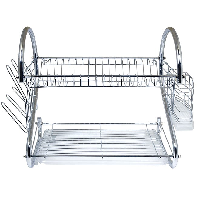 Better Chef 16 in. 2-Tier Silver Chrome Plated Standing Dish Rack