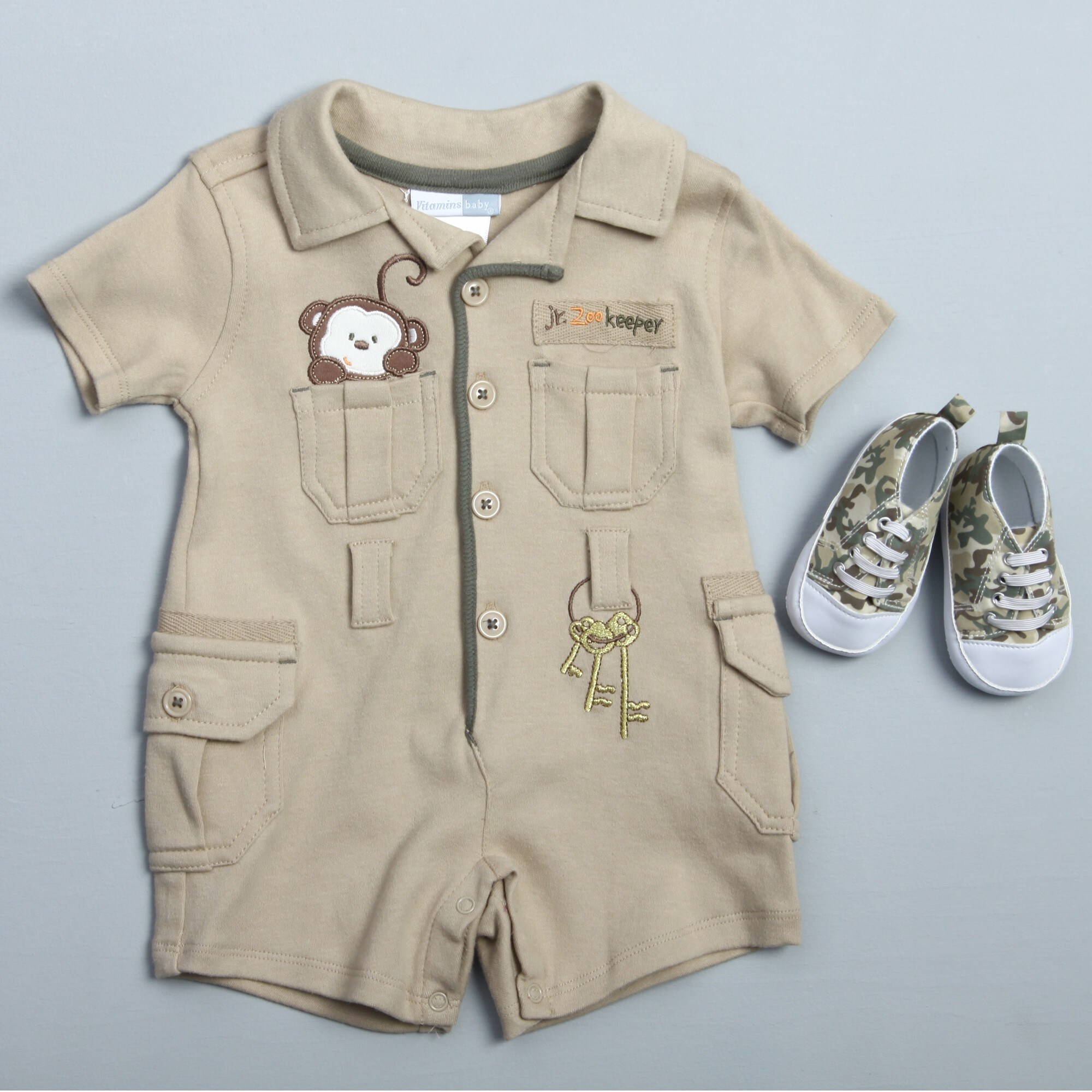 khaki romper baby