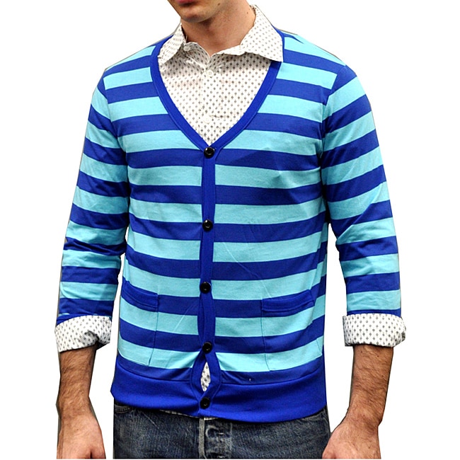 Something Strong Men's Blue Striped Cardigan Free Shipping Today