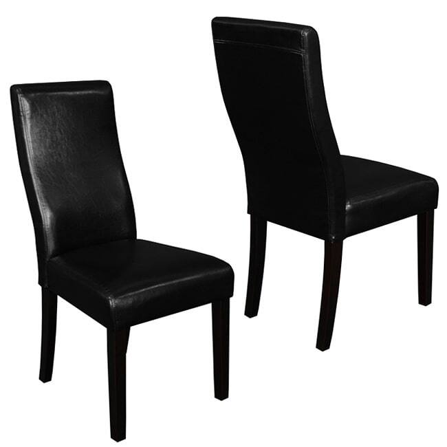 Livorna Faux Leather Black Curved-back Dining Chairs (Set of 2)