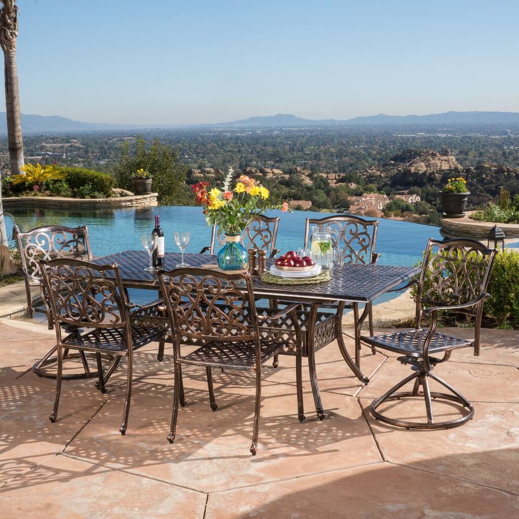 Vallarta Expandable Cast Aluminum Dining Set (Set of 7) by Christopher Knight Home
