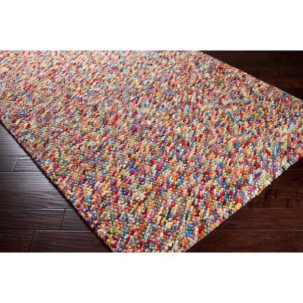 Hand-woven Multi Colored Burgundy Angelfish Wool Plush Shag Area Rug - 8' x 10'