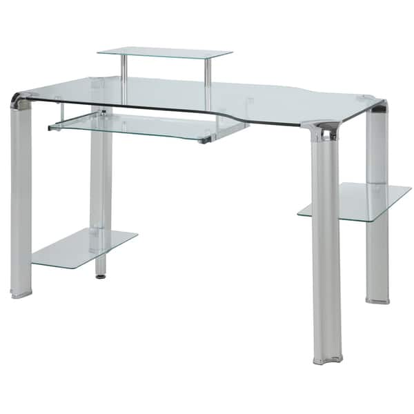 Shop Innovex Clear Glass Computer Desk Overstock 6554870