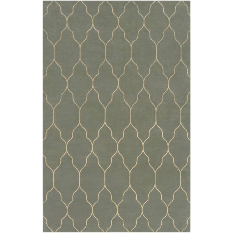 Hand-knotted Green Abu Wool Area Rug - 5' x 8' - 5' x 8' - 5' x 8' - Green