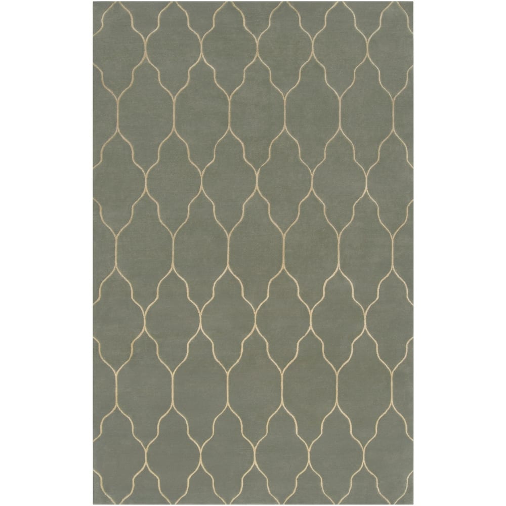 Hand-knotted Green Abu Wool Area Rug - 5' x 8' - 5' x 8'