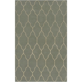 Hand-knotted Green Abu Wool Area Rug - 5' x 8' - 5' x 8'