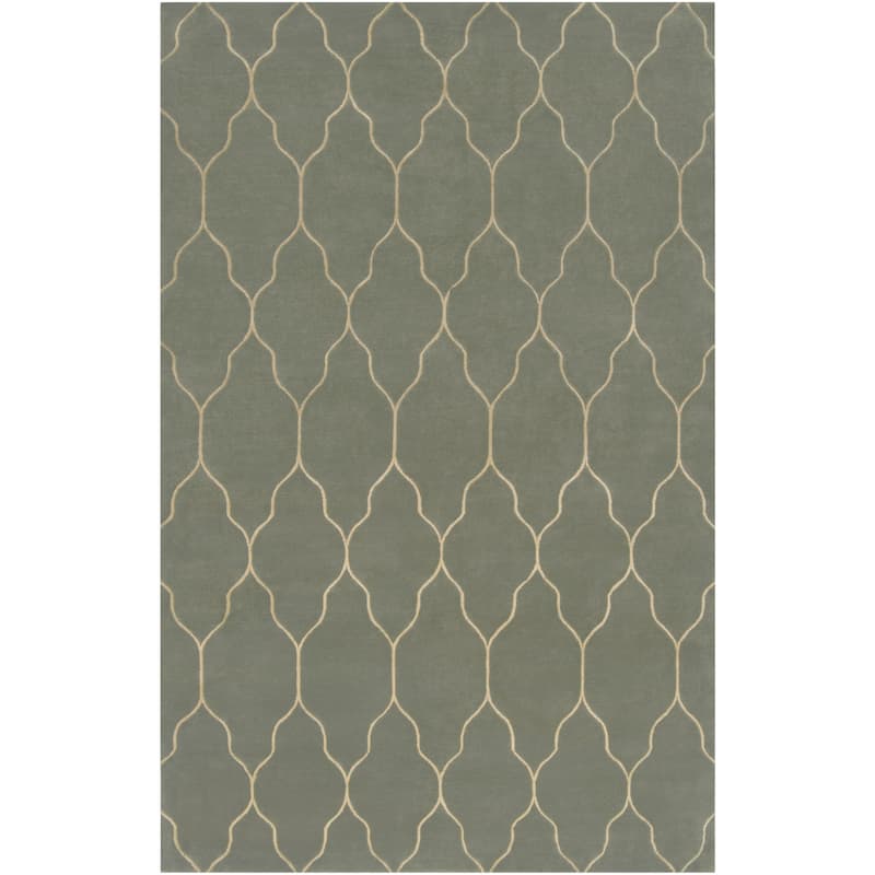 Hand-knotted Green Abu Wool Area Rug - 5' x 8' - 5' x 8'