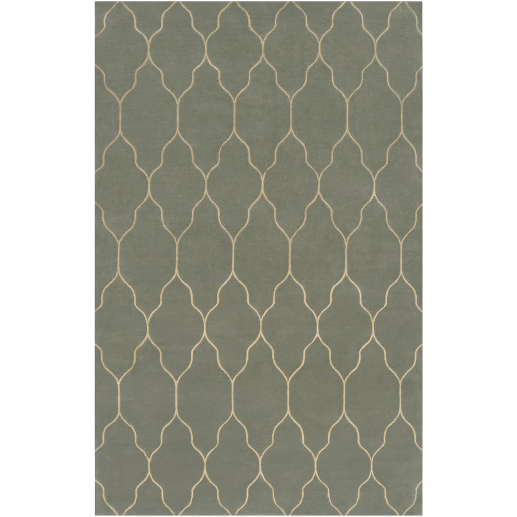 Hand-knotted Green Abu Wool Area Rug - 5' x 8' - 5' x 8'
