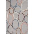Hand-tufted Contemporary Grey Dragonets Geometric Circles Abstract Area Rug - 5' x 8'