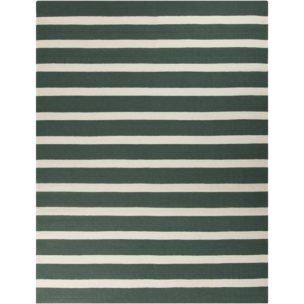 Hand-woven Green Wool Frontier Reversible Area Rug - 8' x 11' - 8' x 11'